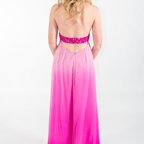 SCALA Gown Dress Gradient  Pink Requins Prom Wedding Small - Picture 7 of 9